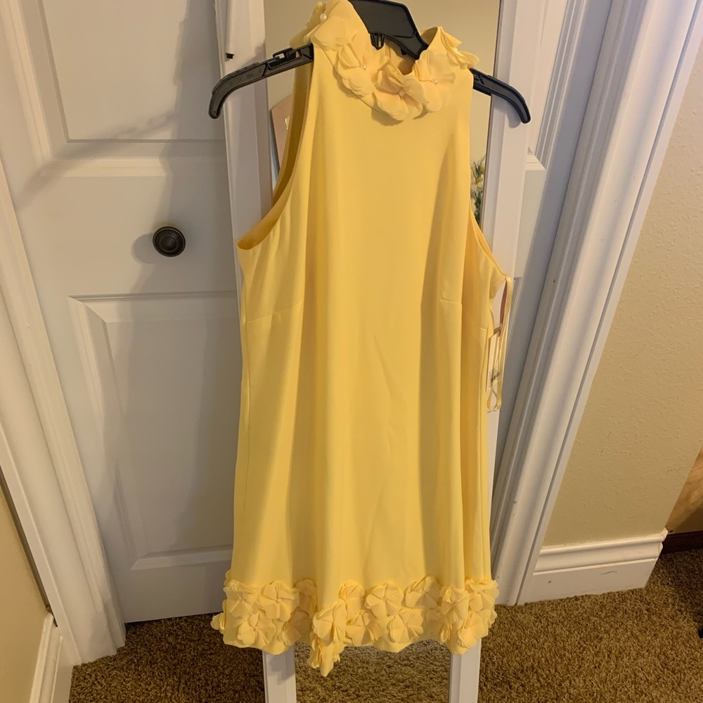 Alex Marie halter style soft yellow dress pearls
